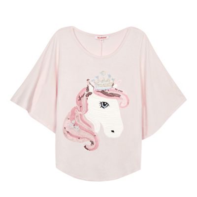 Girls' pink sequin horse cape shirt